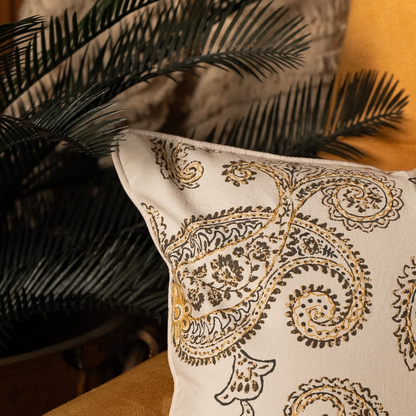 Onyx Sunshine Paisley Cushion Cover